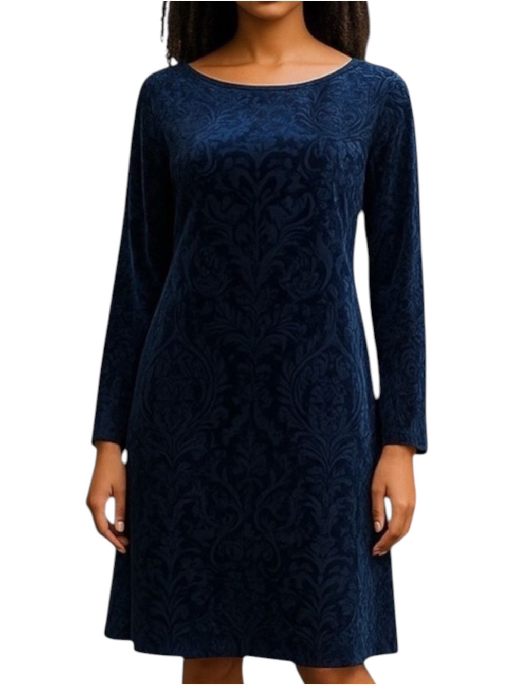 Beige by eci Navy Velvet Dress Size L WhimsiGoth